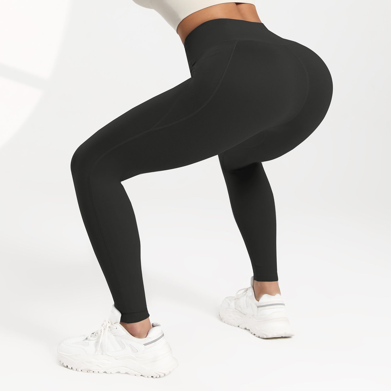 Running Leggings For Fitness Hip-lifting High-waisted With Pockets