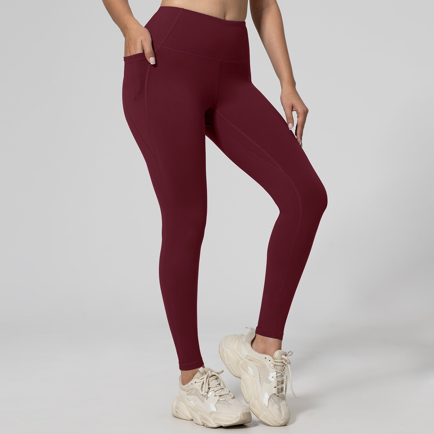 Running Leggings For Fitness Hip-lifting High-waisted With Pockets
