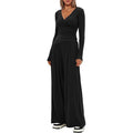Women's V Neck Long-sleeve Sportswear Top And Wide-leg set
