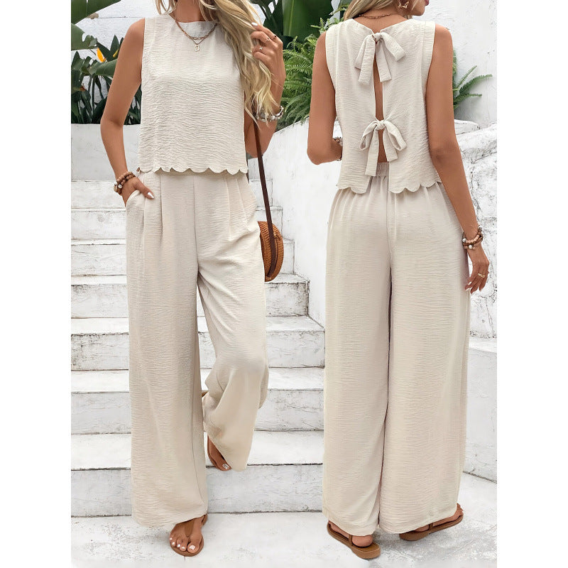 Casual Sleeveless Vest Casual Trousers Suit
